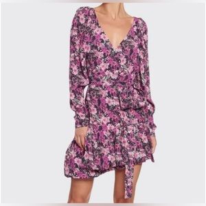 ROTATE BIRGER CHRISTENSEN Purple Floral Wrap Dress Women's US Size 8
